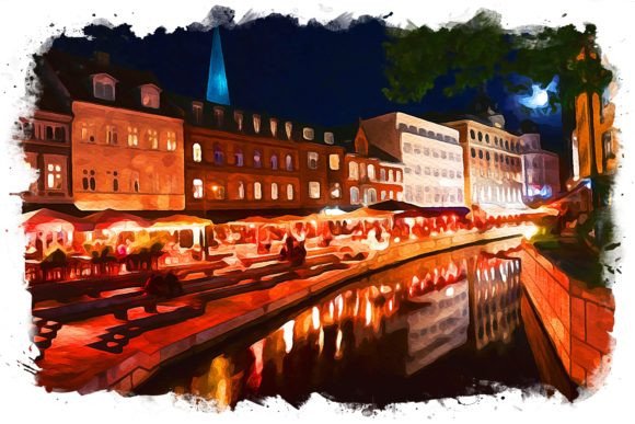 Aarhus Denmark Exquisite Watercolor – Elegant Illustrations for Local Brand Identity