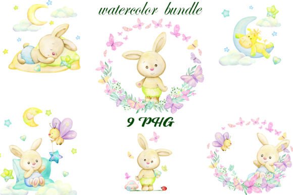 Bunny, Watercolor Animals, Baby. Bundle – A Soft, Versatile Illustration Set for Creative Sellers