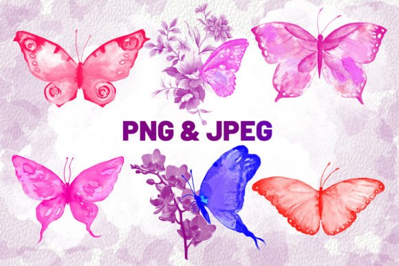 Butterfly Watercolor Set Bundle: Illustrations
