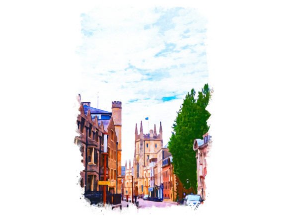Cambridge UK Unique Watercolor Illustrations