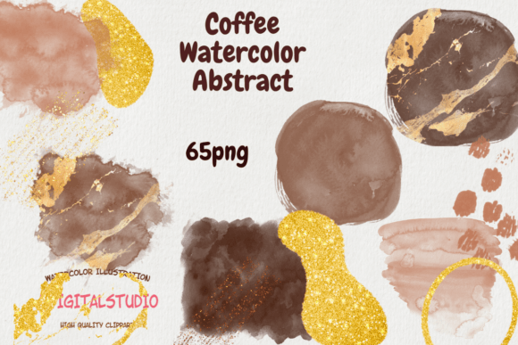 Coffee Watercolor Abstract Shapes for Editorial & Web Design