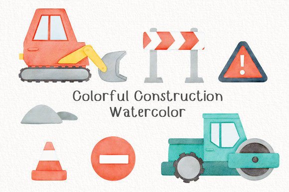 Colorful Construction Watercolor Clipart: A Blogger’s Review for Editorial & Web Design Use
