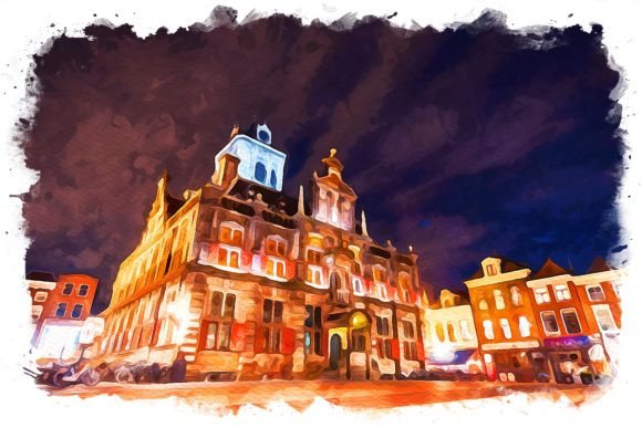 Delft Holland Exquisite Watercolor Illustrations