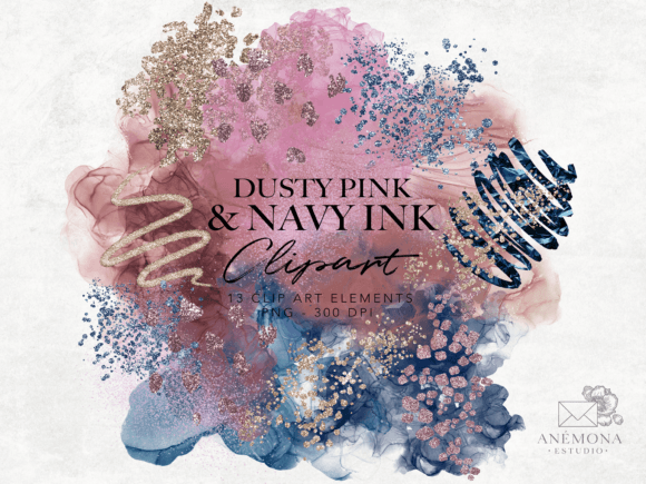 Dusty Pink and Navy Watercolor Smudges Review