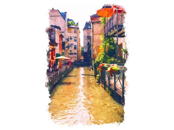 Freiburg Germany Unique Watercolor Illustrations