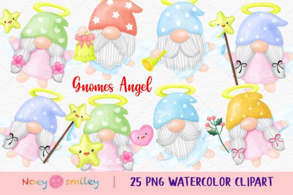Gnomes Angel Watercolor Clipart: Whimsical Illustrations for Heartfelt Design Projects