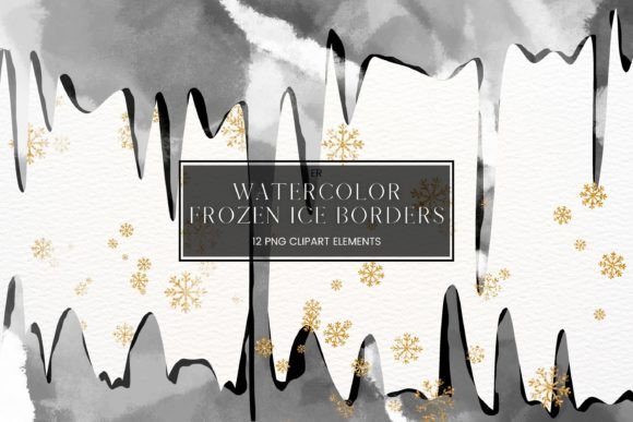 Grey Watercolour Icicle Border Illustrations