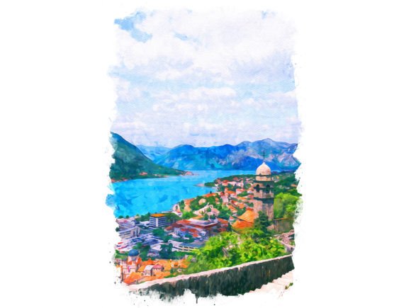 Kotor Montenegro Unique Watercolor Illustrations