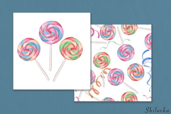 Lollipop Set Watercolor Illustrations for Crafters