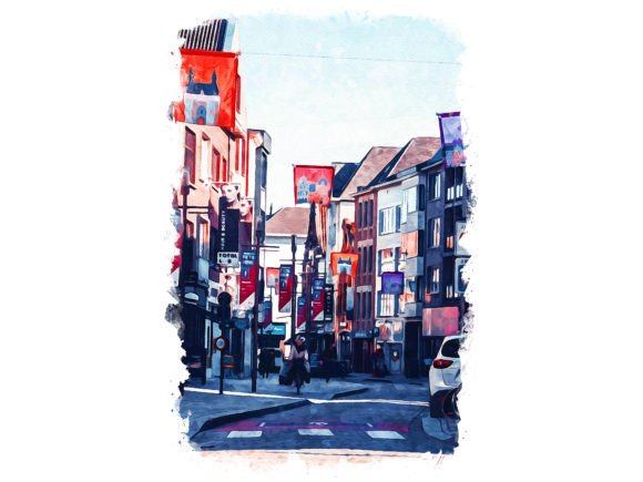 Mechelen Belgium Unique Watercolor Illustrations