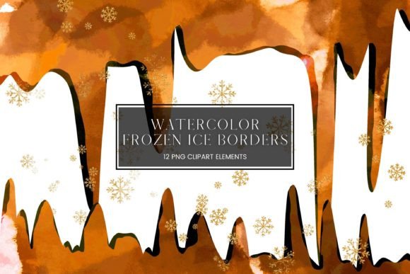 Orange Watercolour Icicle Border Illustrations