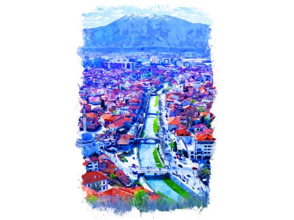 Prizren Serbia Unique Watercolor Illustrations