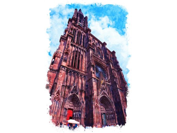 Strasbourg France Unique Watercolor Illustrations