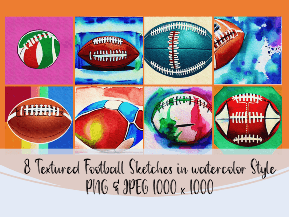 Textured Football Sketches in Watercolor Illustrations