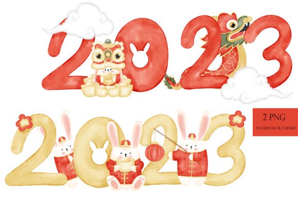 Watercolor 2023 Year of the Rabbit Illustrations for Blog and Editorial Design