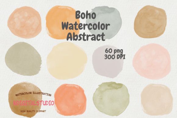 Watercolor Abstract Shape Cliart: A Fresh Illustration for Modern Branding