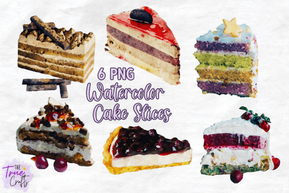 Watercolor Cake Slices Illustrations Review