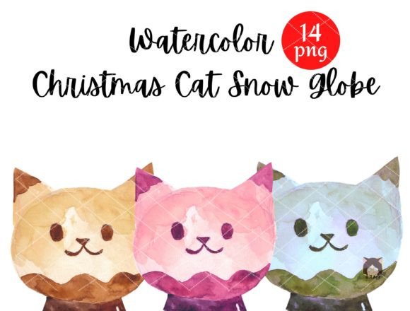 Watercolor Catmas Snow Globe: Festive Illustrations for Seasonal Branding