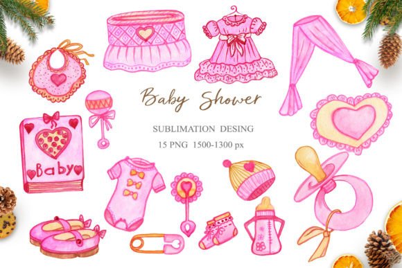 Watercolor Clipart Baby Shower Girl Joy Illustrations