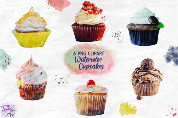 Watercolor Cupcake Clipart PNG Set Review