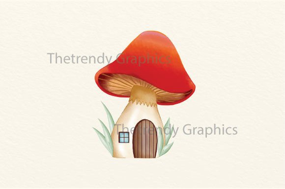 Watercolor Fairy Mushroom House Illustrations for Sellable Digital Products
