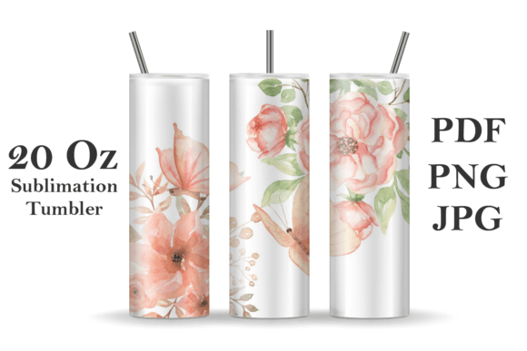 Watercolor Flowers 20oz Tumbler Illustrations for Real Crafting