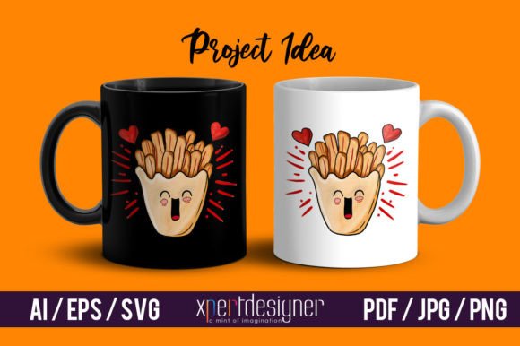 Watercolor French Fries Cute Cartoon Illustrations