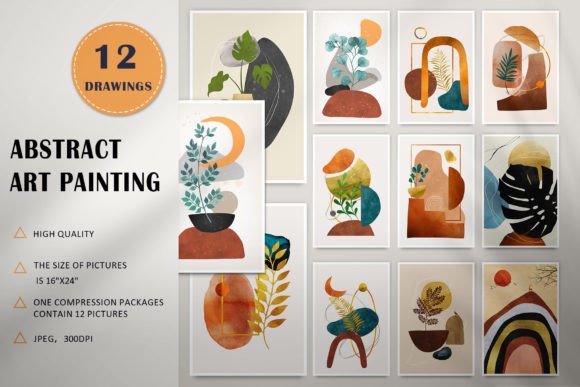 Watercolor Geometric Painting Illustrations