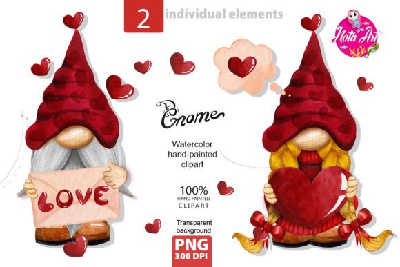 Watercolor Gnomes for Valentine’s Day