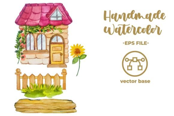 Watercolor House Flower Elements Illustrations