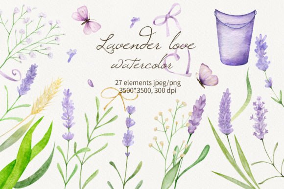 Watercolor Lavender Hydrangea Clipart for Etsy & Digital Sellers