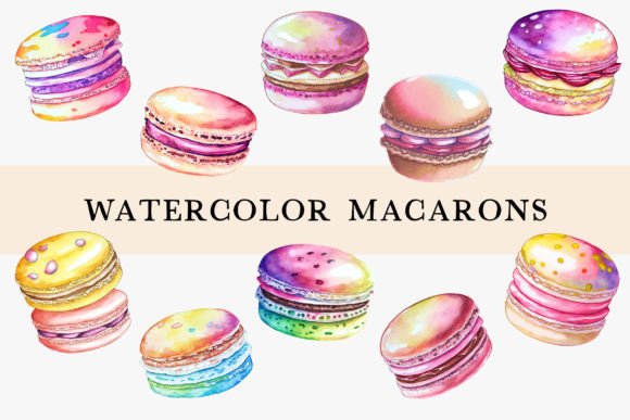 Watercolor Macarons Cliparts: Sweet Illustrations