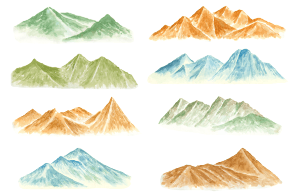 Watercolor Mountain Landscape Illustrations for Branding and Creative Projects