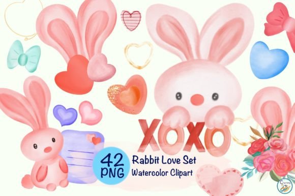 Watercolor Rabbit Love Set Illustrations Review