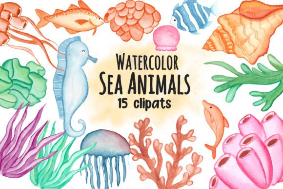 Watercolor Sea Animals Clipart Set Review
