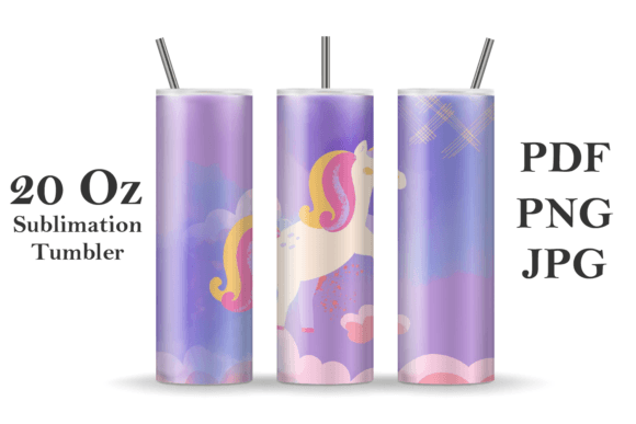 Watercolor Unicorn 20oz Tumbler Illustrations for Crafters & Etsy Sellers