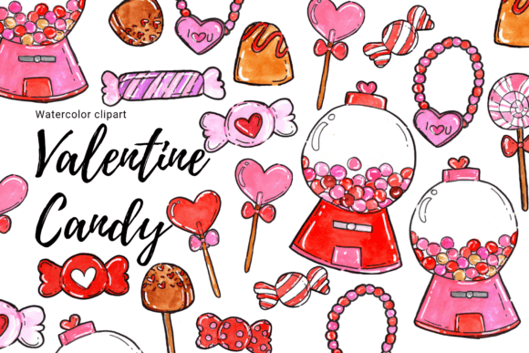 Watercolor Valentine Candy Clipart Review