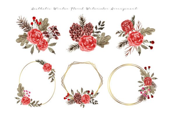 Winter Flower Watercolor Arrangement Illustrations for Editorial & Web Design